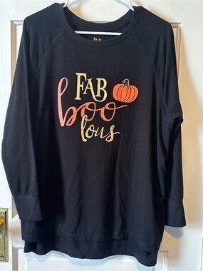 State of Mine Black Long-Sleeve 'Fab Boo Lous' Graphic Tee Halloween Pumpkin